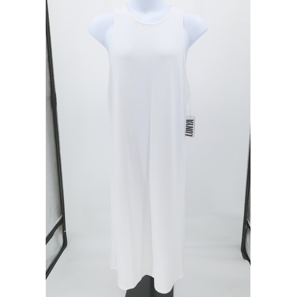 NWT Lunya Organic Cotton Seersucker Midi Dress White Minimalist Tank Size M - Picture 6 of 10